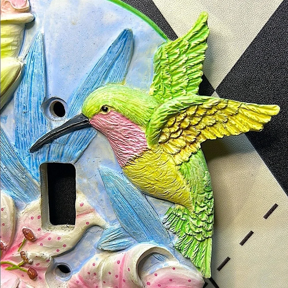 Vintage Light Switch Plate 3D Hummingbird + Collectible Joe‎ Gantofta Tile